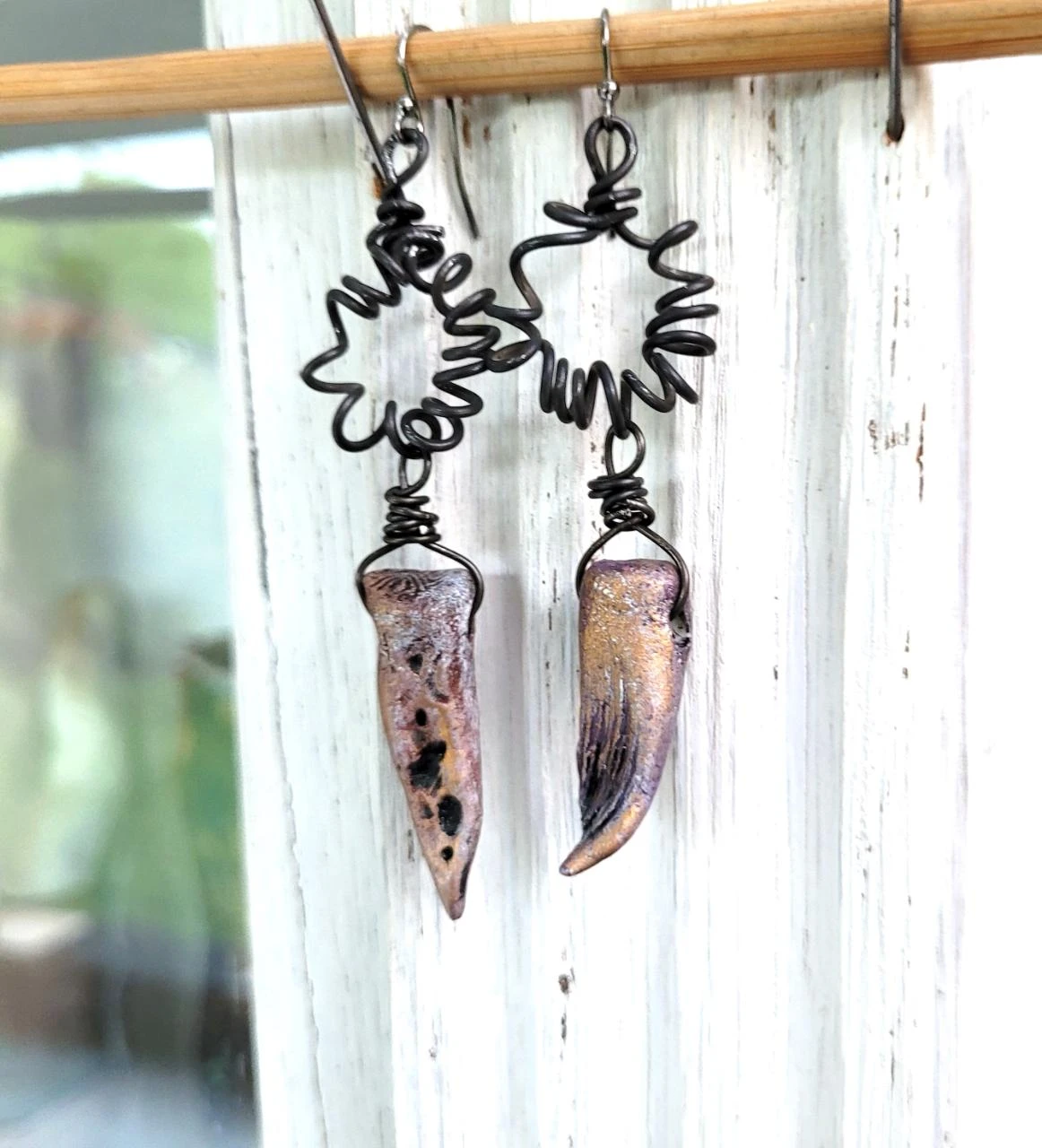 Minimalist and primitive earrings with handmade ceramics.. – photo 7